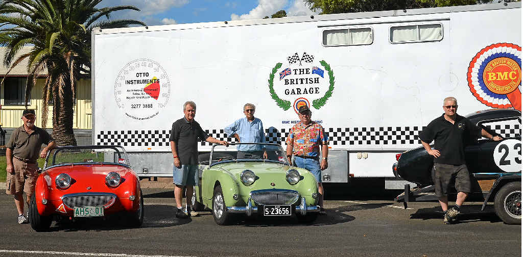 RACING INTO TOWN: Sprite car enthusiasts Joe Bufalino, Graham Harris, Neville Mansfield, Keith Gordon and John Robertson are among more than 100 drivers in the Rose City this weekend for the National Sprite Challenge of Australia. RACING INTO TOWN: Sprite car enthusiasts Joe Bufalino, Graham Harris, Neville Mansfield, Keith Gordon and John Robertson are among more than 100 drivers in the Rose City this weekend for the National Sprite Challenge of Australia.